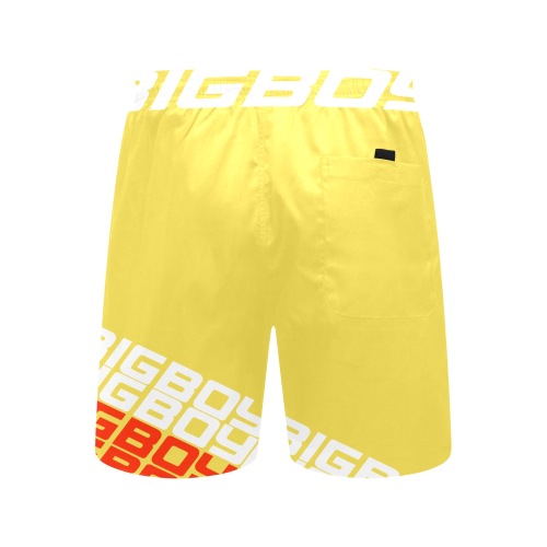 BXB YELLOW WHT SHORTS Men's Mid-Length Beach Shorts (Model L51)
