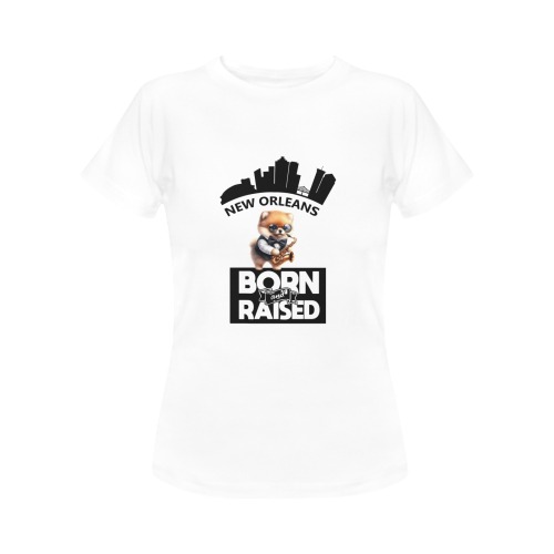 Jazz Pomeranian New Orleans Born And Raised Women's T-Shirt in USA Size (Front Printing Only)