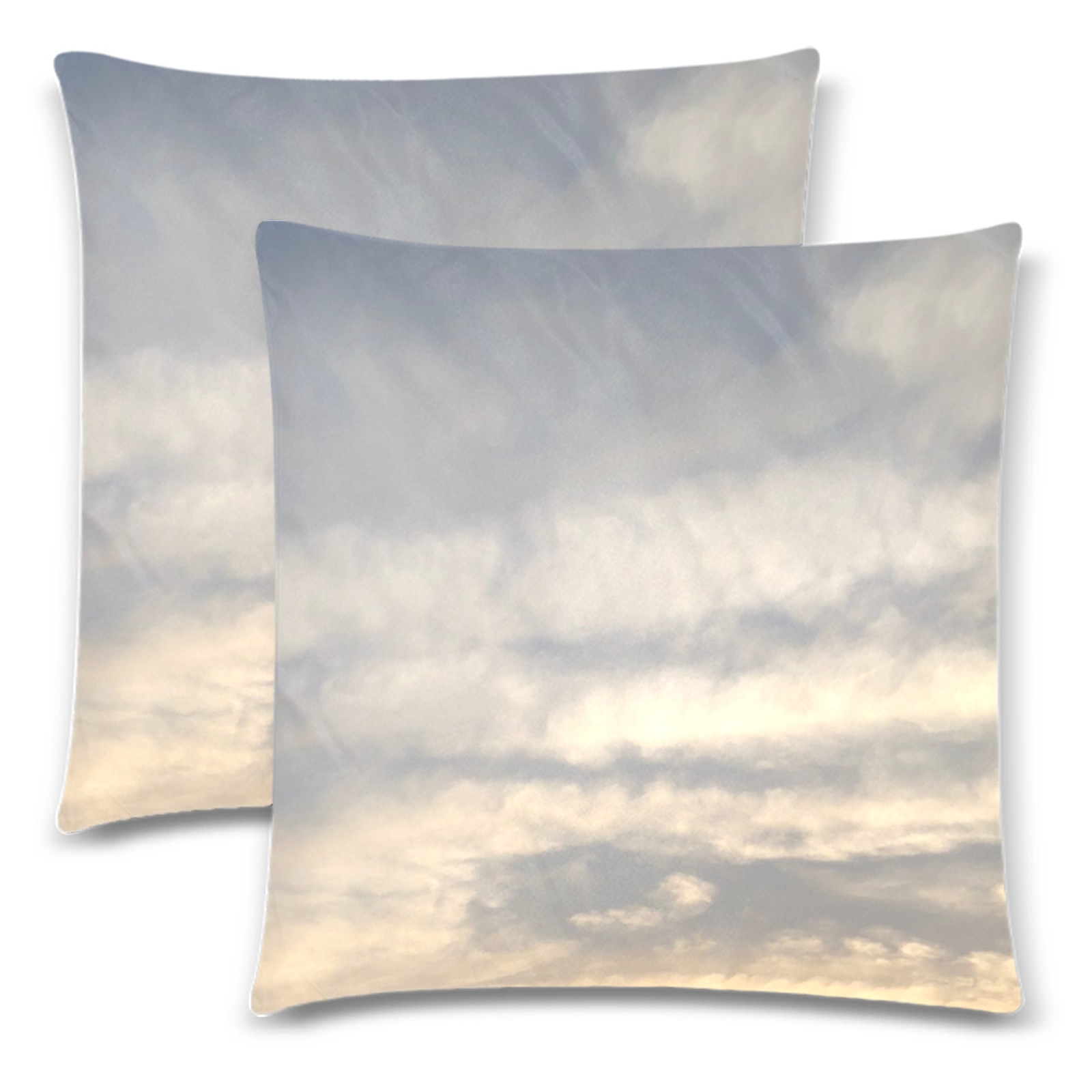 Rippled Cloud Collection Custom Zippered Pillow Cases 18"x 18" (Twin Sides) (Set of 2)