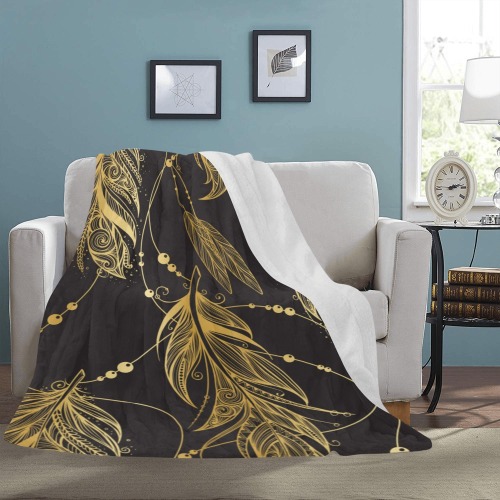 Golden Feathers Ultra-Soft Micro Fleece Blanket 60"x80"