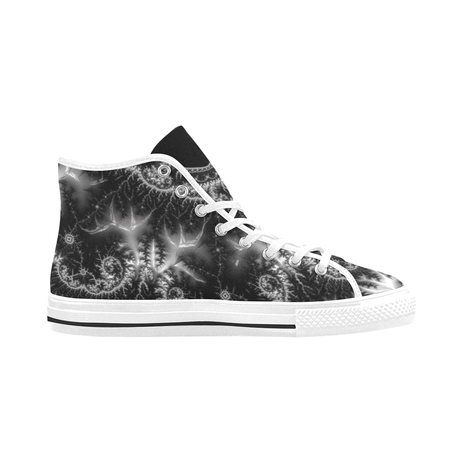 Silver Lace Collar Fractal Abstract Vancouver H Women's Canvas Shoes (1013-1)