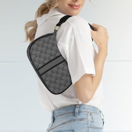 Mud-di Signature Smoky Gray Stripe Women's Shoulder Bag-Black Strap (Model 1748)