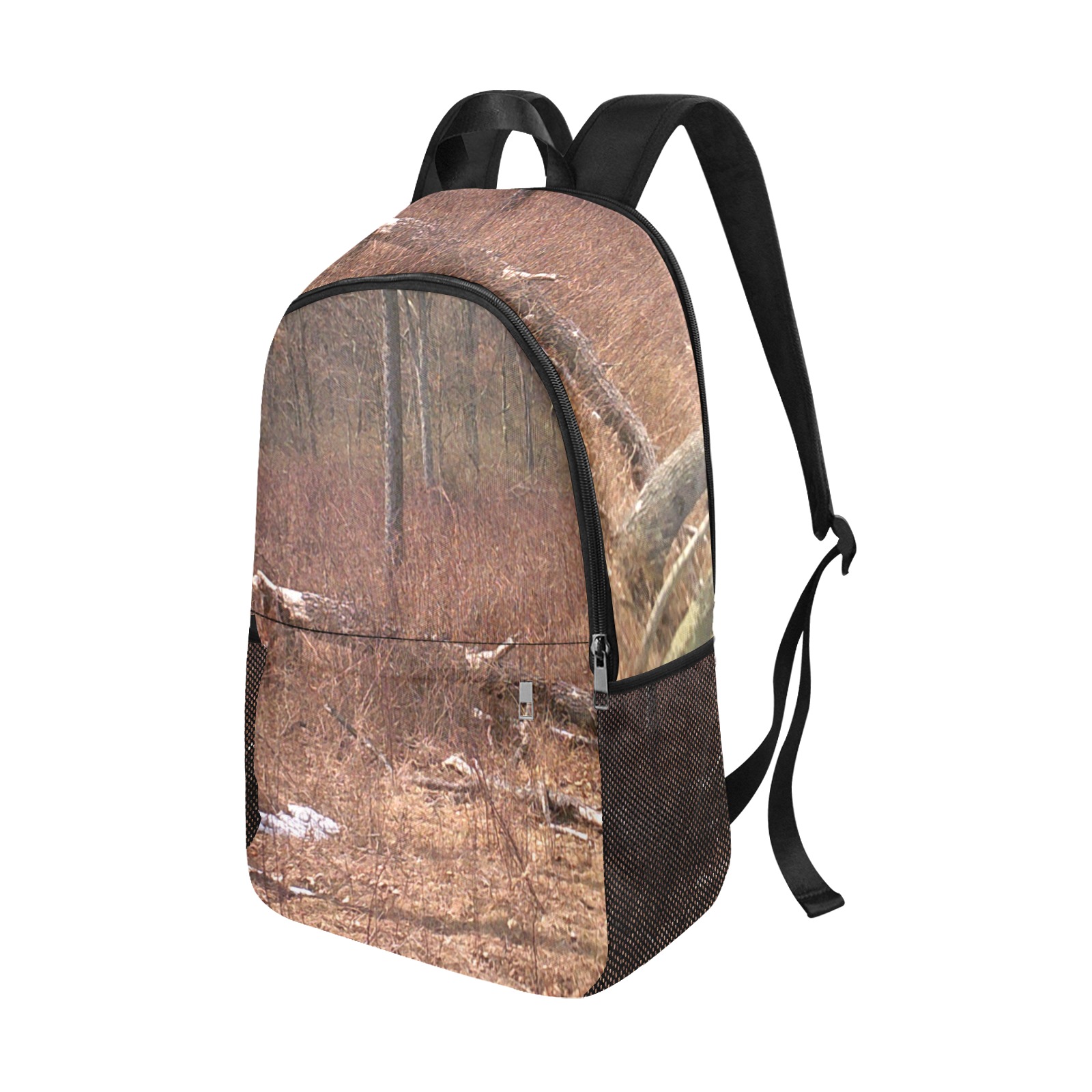 Falling tree in the woods Fabric Backpack with Side Mesh Pockets (Model 1659)