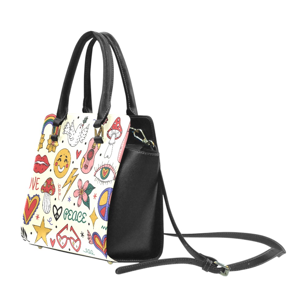 vecteezy_vintage-70s-groove-elements-cute-hippie-symbols-cartoon_6834736 Rivet Shoulder Handbag (Model 1645)