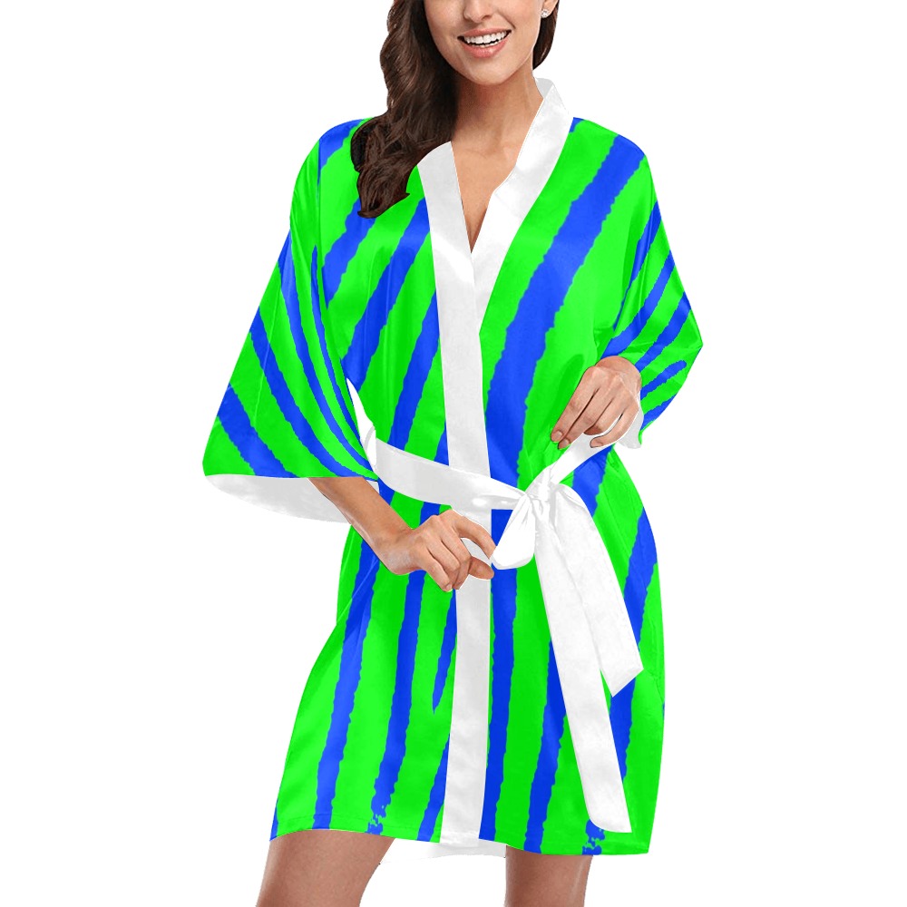 Zebra Print (Green & Blue) Kimono Robe
