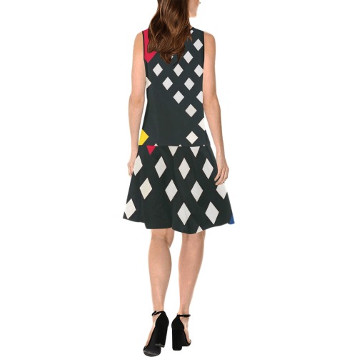 Counter-composition XV by Theo van Doesburg- Sleeveless Splicing Shift Dress(Model D17)