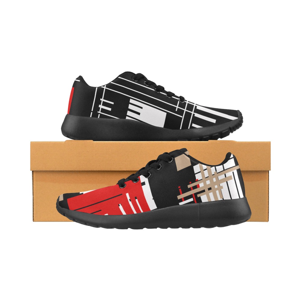 Black Red Stripe Athletic Sneakers Men’s Running Shoes (Model 020)