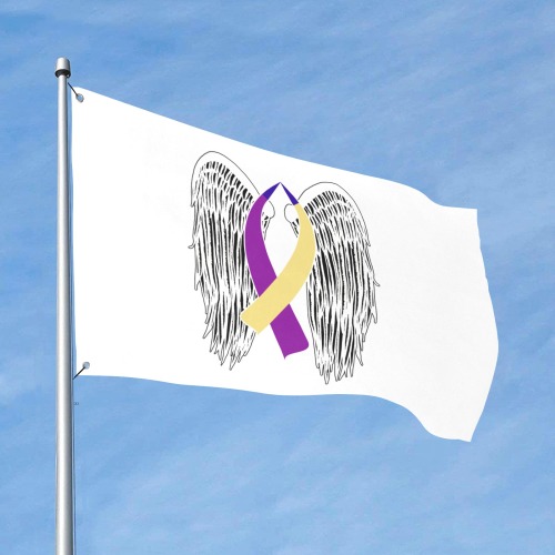 Winged Ribbon Bladder Cancer Custom Flag 5x3 Ft (60"x36") (One Side)