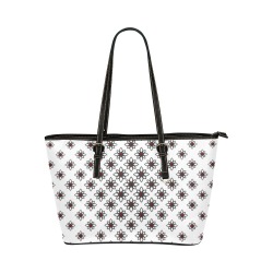 The Flower Girl White Leather Tote Leather Tote Bag/Large (Model 1651)