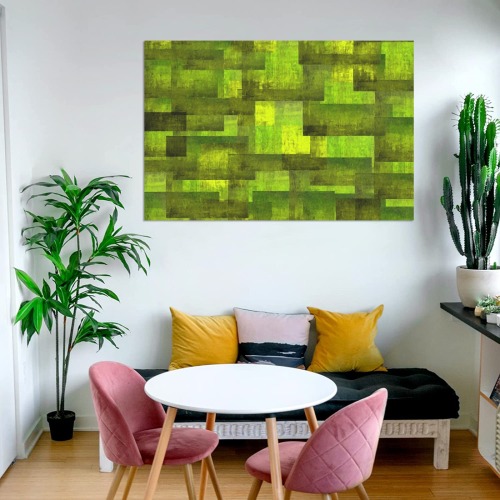 pixels2 green Frame Canvas Print 48"x32"