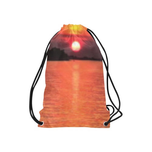 Lady Pink Sunset Collection Small Drawstring Bag Model 1604 (Twin Sides) 11"(W) * 17.7"(H)