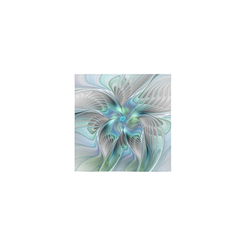 Abstract Blue Green Butterfly Fantasy Fractal Art Square Towel 13“x13”