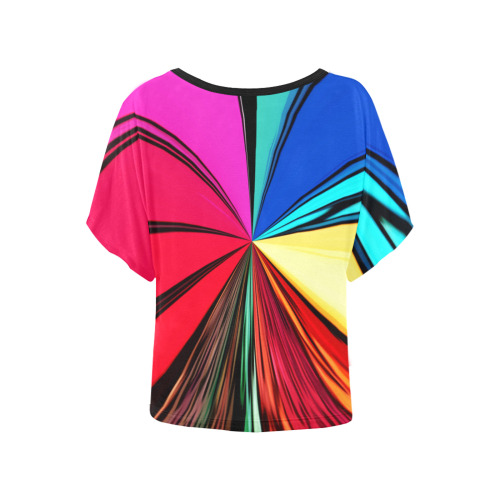 Colorful Rainbow Vortex 608 Women's Batwing-Sleeved Blouse T shirt (Model T44)