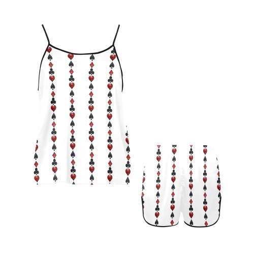 Las Vegas Playing Card Symbols / White Women's Spaghetti Strap Short Pajama Set