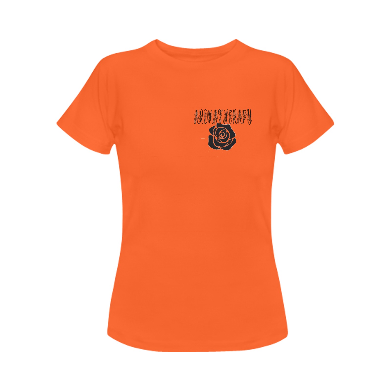 Womens Aromatherapy Apparel Black rose T-Shirt Orange Women's T-Shirt in USA Size (Front Printing Only)
