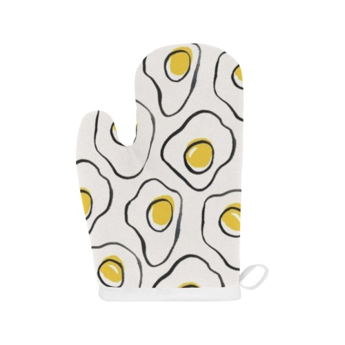 Fried Eggs Linen Oven Mitt (Two Pieces)