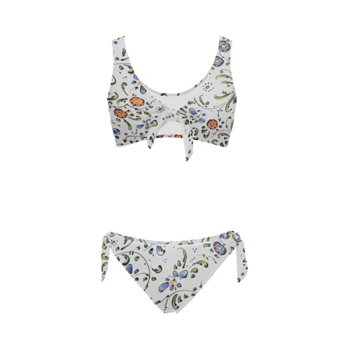 Flower Bow Tie Front Bikini Swimsuit (Model S38)