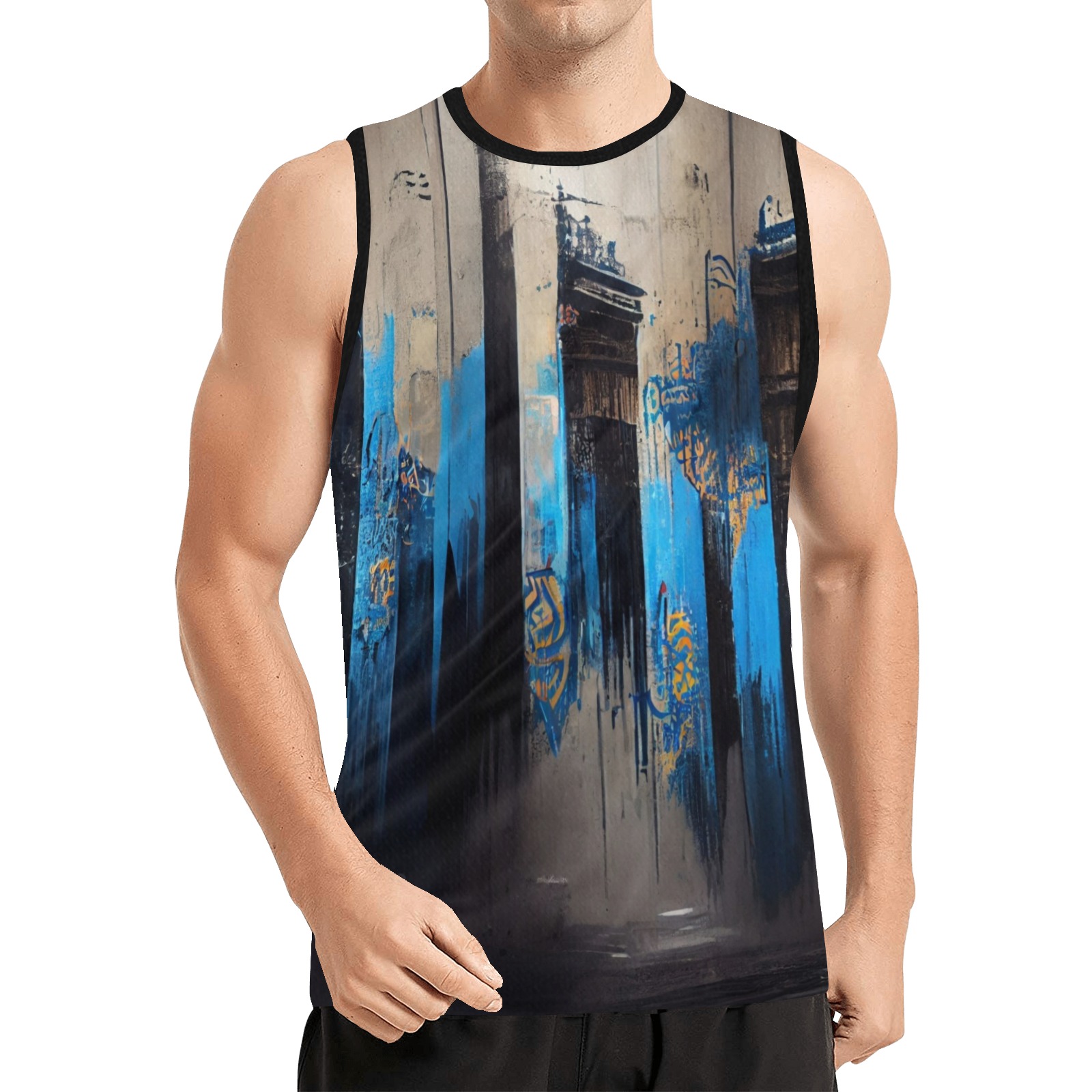 graffiti street black and blue All Over Print Basketball Jersey