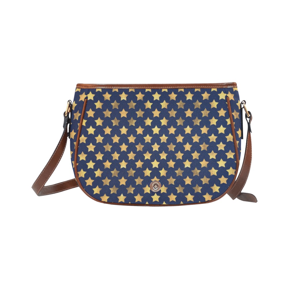 Navy with Gold Stars Saddle Bag/Large (Model 1649)