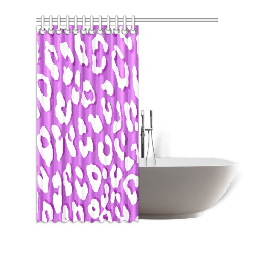 White Leopard Print Lavender Shower Curtain 72"x72"