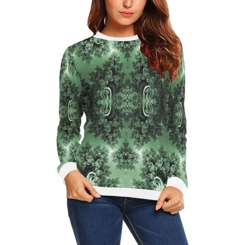 Deep in the Forest Frost Fractal All Over Print Crewneck Sweatshirt for Women (Model H18)