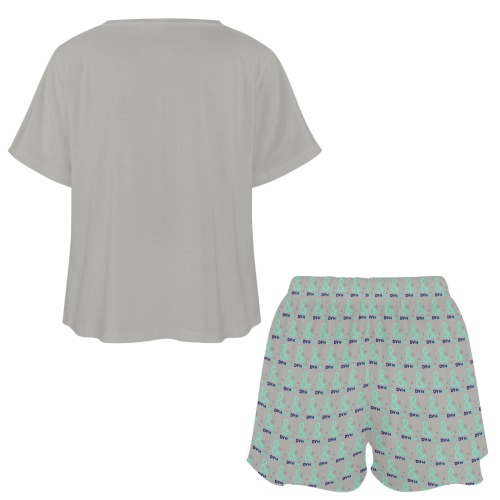 pajama gray short set Women's Mid-Length Shorts Pajama Set