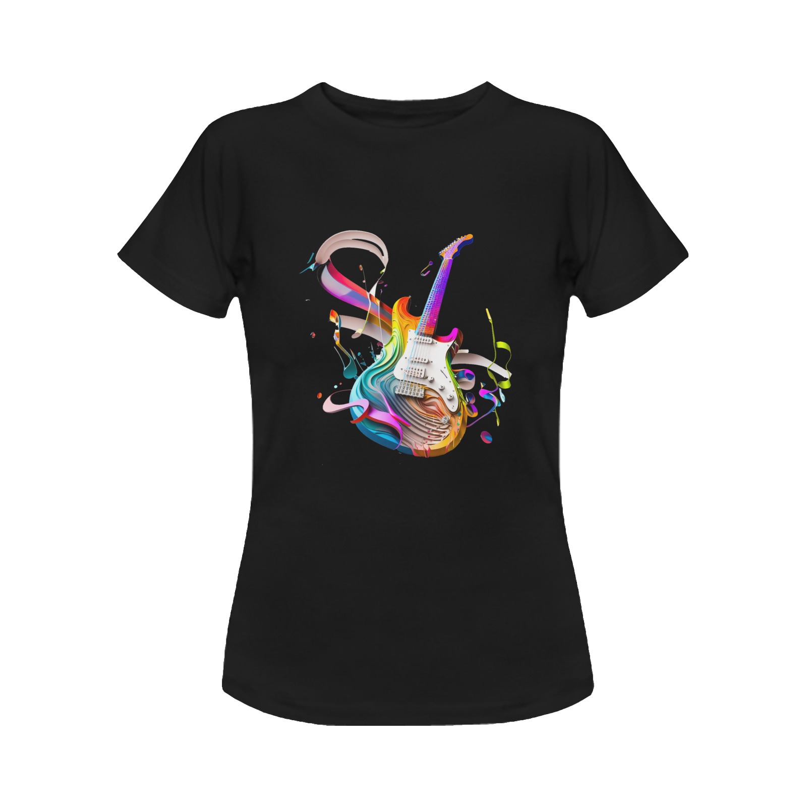 Cute colorful guitar Women's Classic T-Shirt (Model T17）