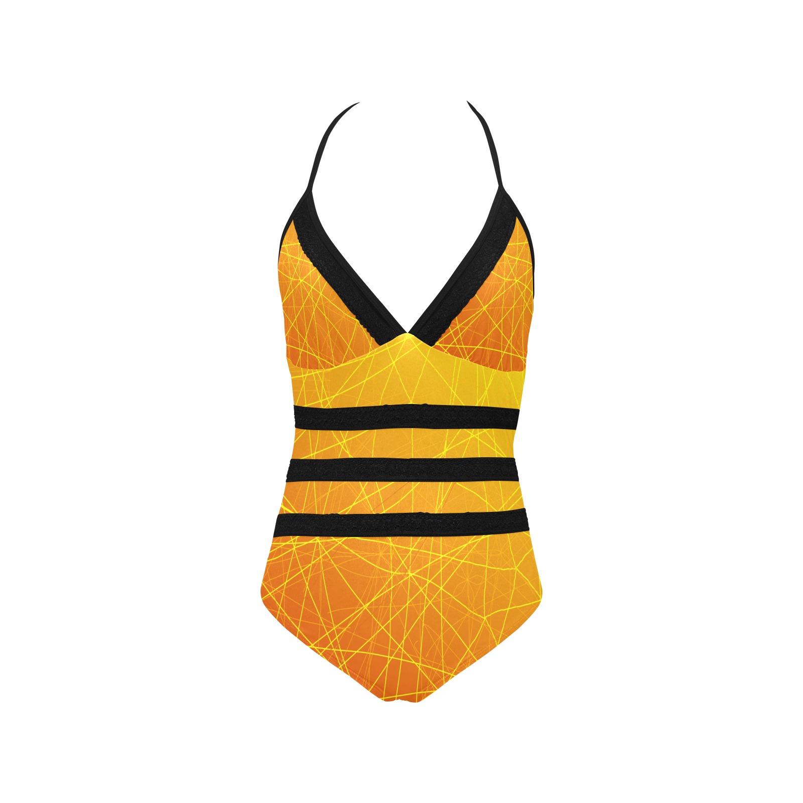 Orange line Lace Band Embossing Swimsuit (Model S15)