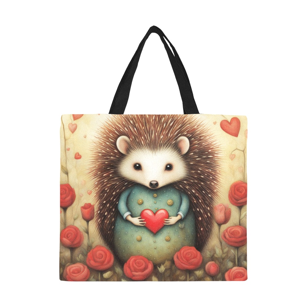 Hedgehog Love 2 All Over Print Canvas Tote Bag/Large (Model 1699)