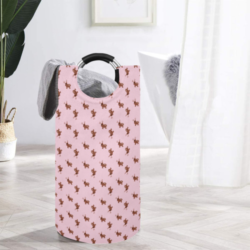 kawaii cute deer pink Round Laundry Bag
