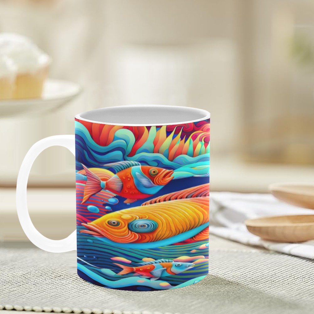 Psychedelic Ocean White Mug(11OZ)