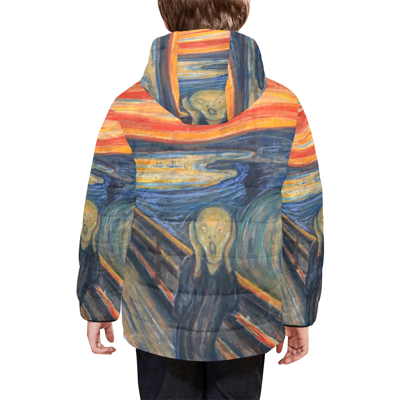 Edvard Munch-The scream Kids' Padded Hooded Jacket (Model H45)