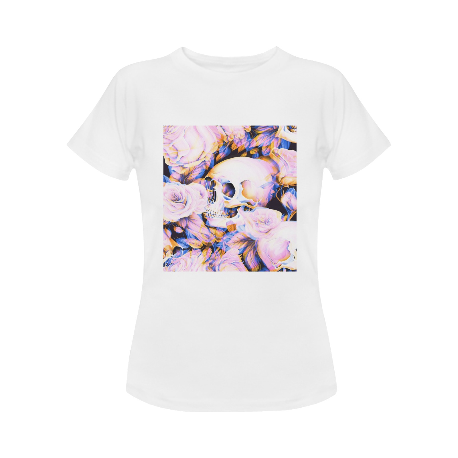 Psychedelic Pink Skull Women's Classic T-Shirt (Model T17）