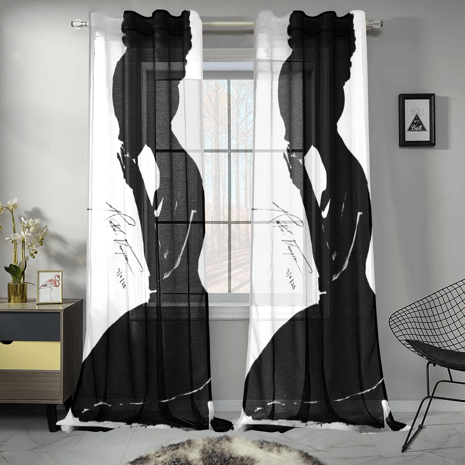 Prayer Works Gauze Curtain 28"x95" (Two-Piece)