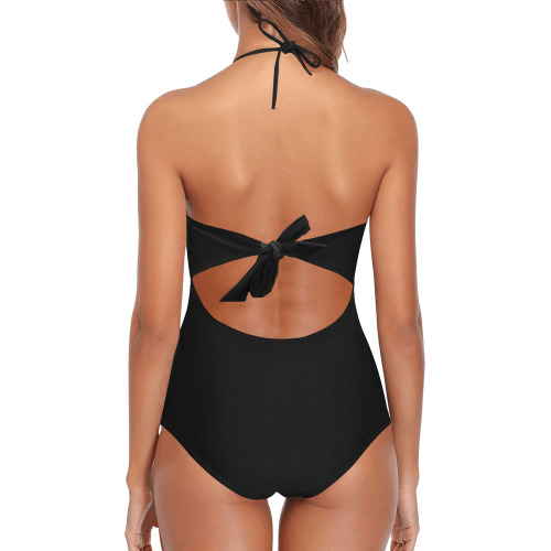 BLACK Lace Band Embossing Swimsuit (Model S15)