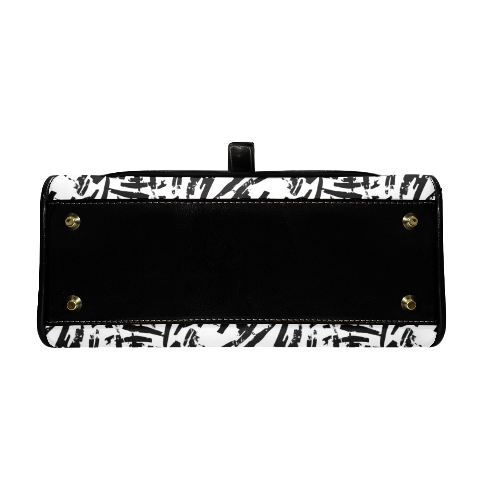 Brush Stroke Black and White Multi-Function Leather Satchel-Black (Model 1739)