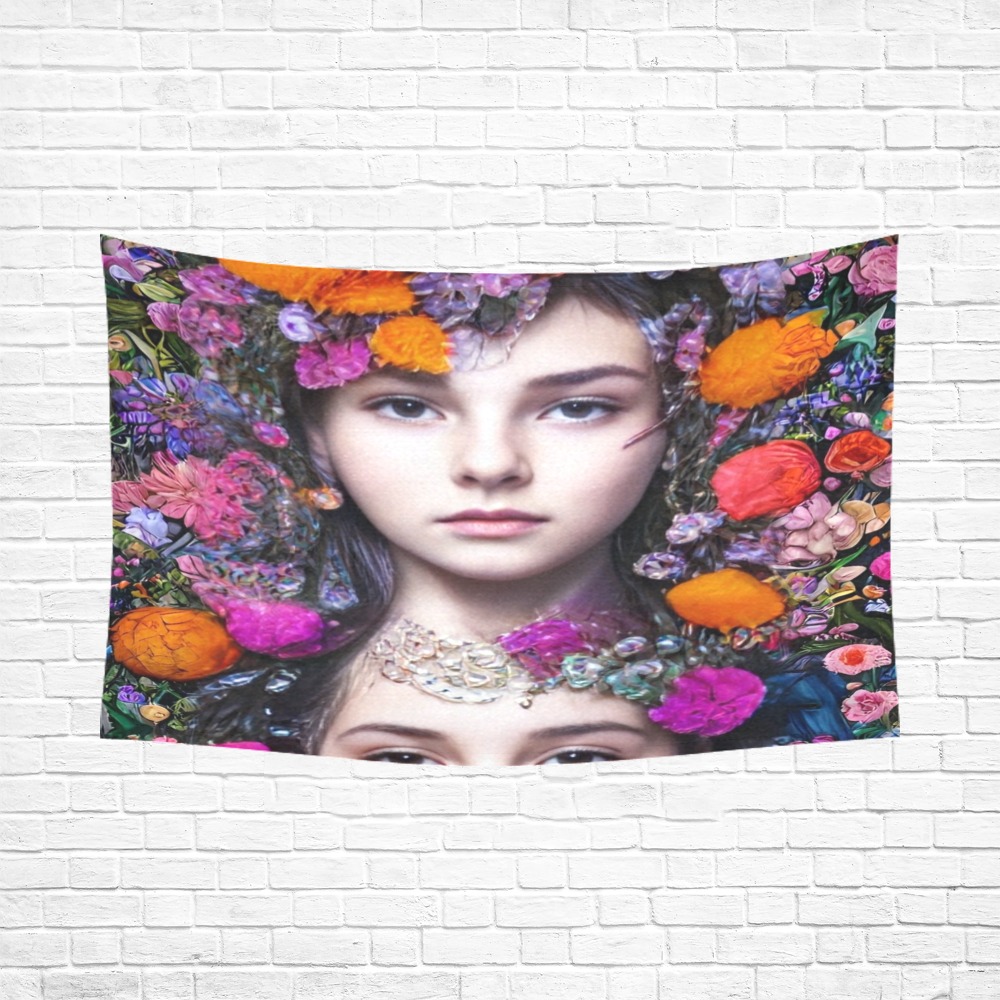 flowergirls Cotton Linen Wall Tapestry 90"x 60"