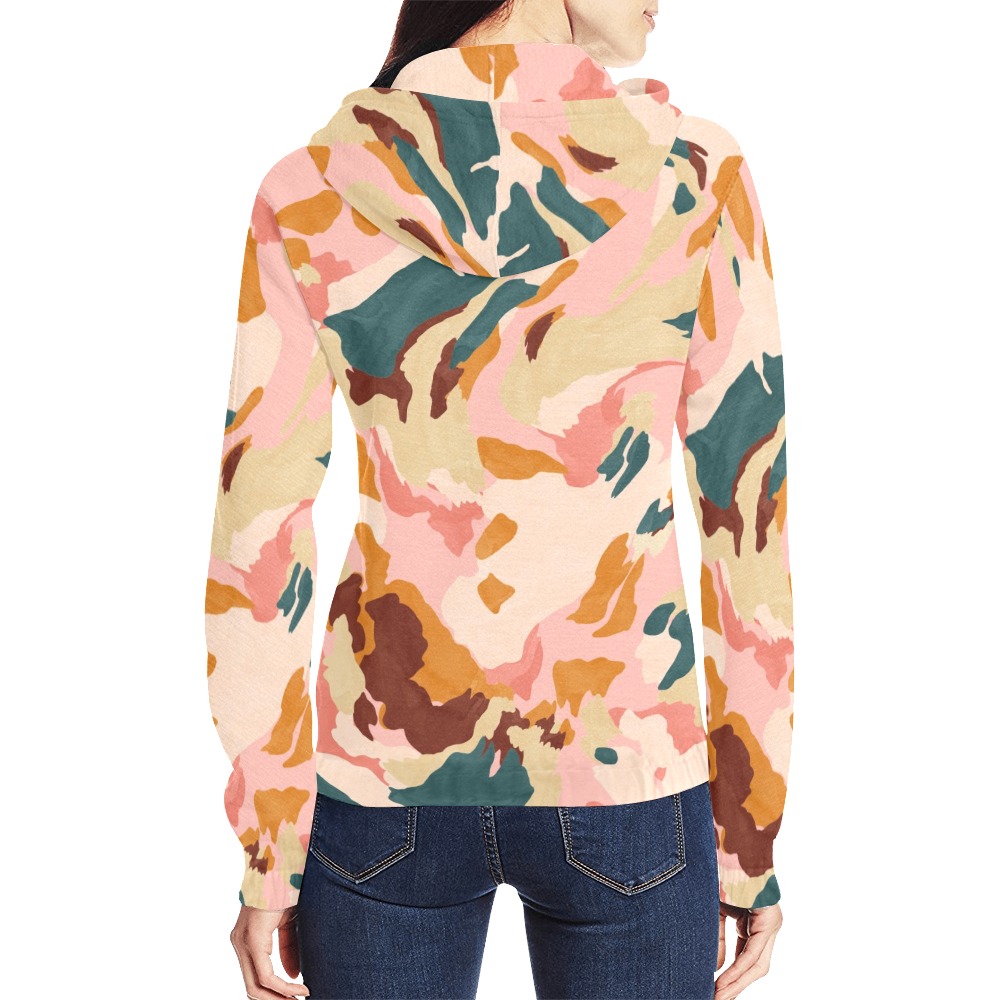 Desert colors in brush strokes All Over Print Full Zip Hoodie for Women (Model H14)