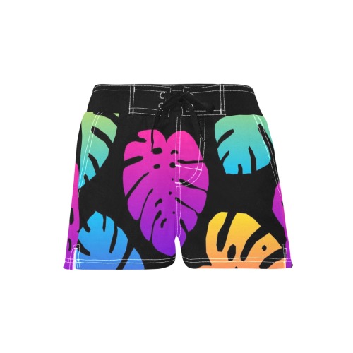 Neon Bright Tropical Print Women's Casual Board Shorts (Model L54)