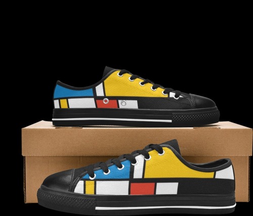 Mondrian De Stijl Modern Men's Classic Canvas Shoes (Model 018)