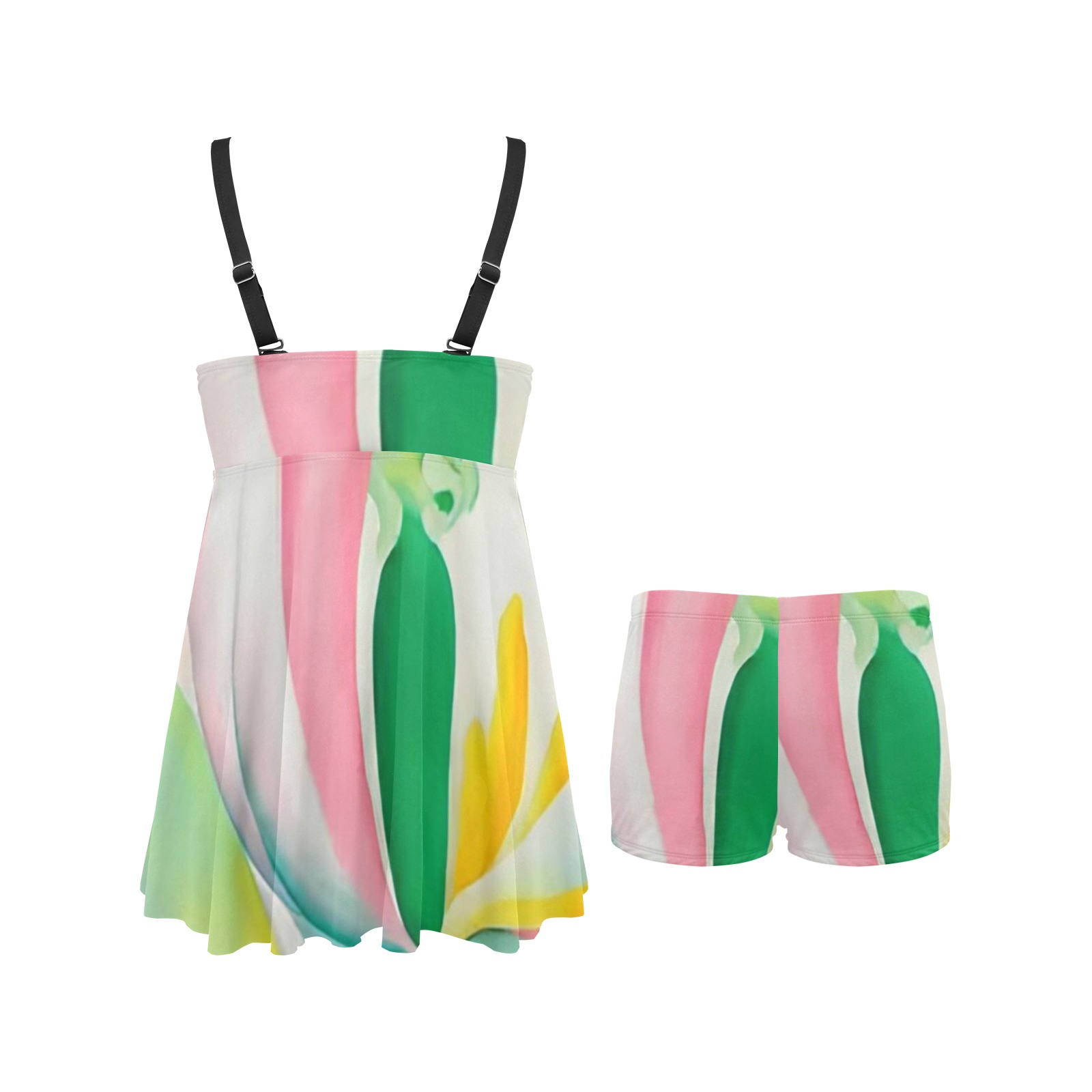 Georgia O'Keeffe - Pink Tulipe Chest Pleat Swim Dress (Model S31)