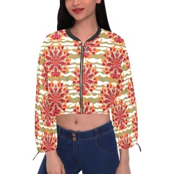 tropical bohemian psy paradise bird orchid Cropped Chiffon Jacket for Women (Model H30)