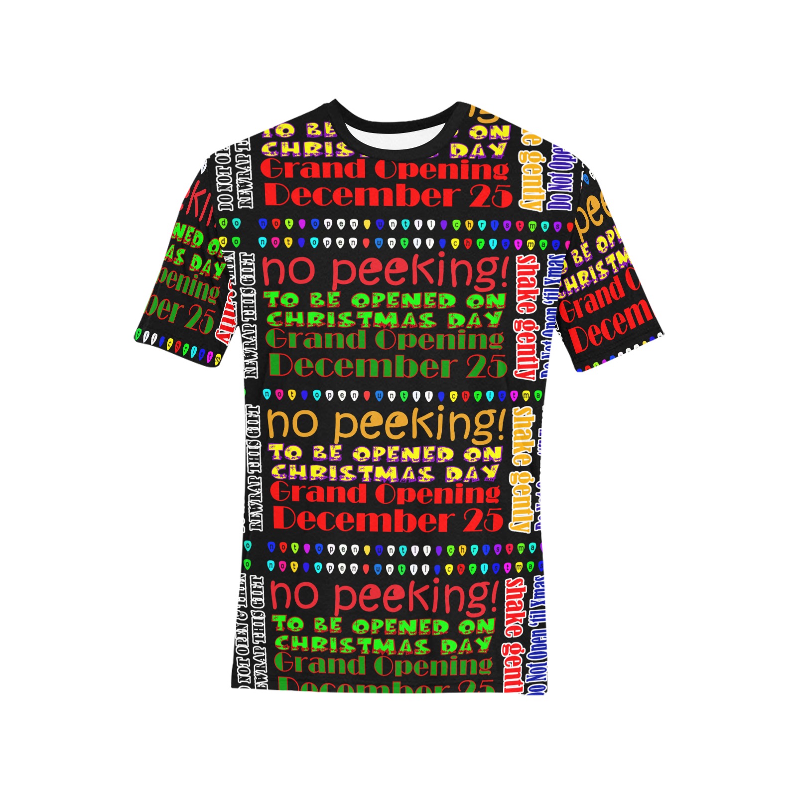DO NOT OPEN TIL Christmas Men's All Over Print T-Shirt (Solid Color Neck) (Model T63)