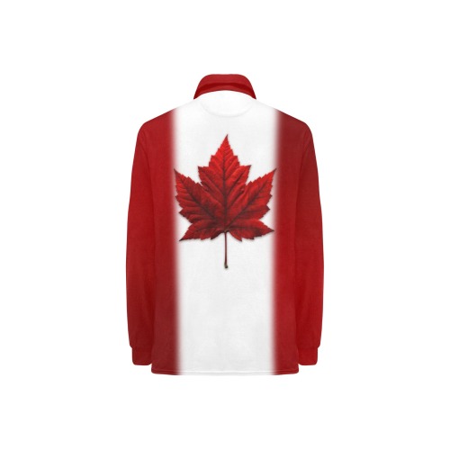 Canada Flag Golf Shirts Women's Long Sleeve Polo Shirt (Model T73)