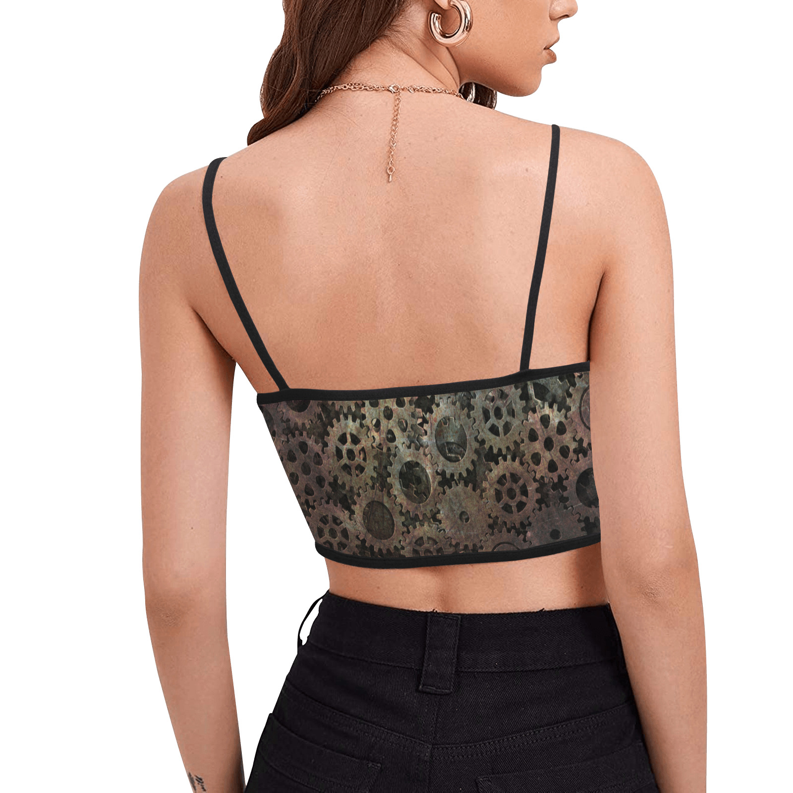 STEAM PUNK Women's Spaghetti Strap Crop Top (Model T67)