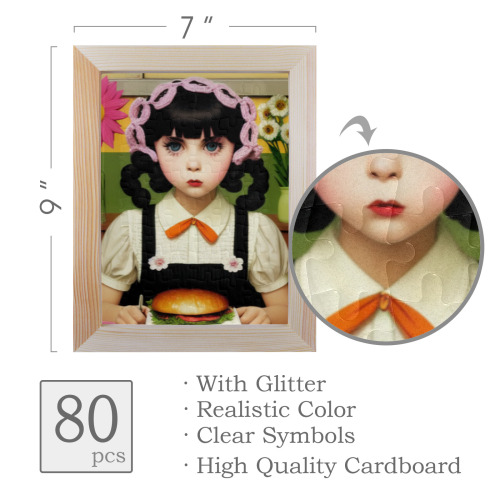 gothic girl with lipstick 70 80-Piece Puzzle Frame 7"x 9"