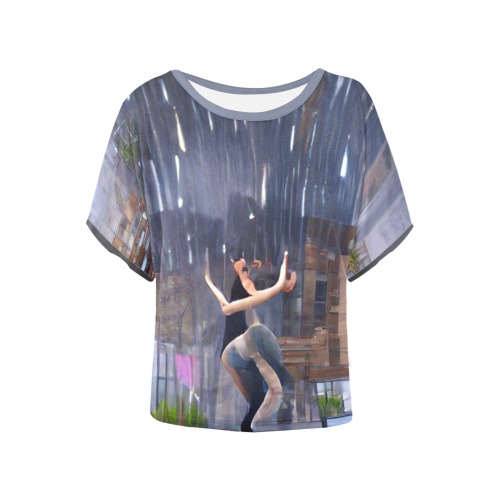 Dancing in the Rain Women's Batwing-Sleeved Blouse T shirt (Model T44)