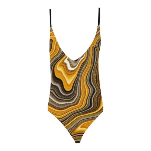 bañador mujer chocolate Sexy Lacing Backless One-Piece Swimsuit (Model S10)