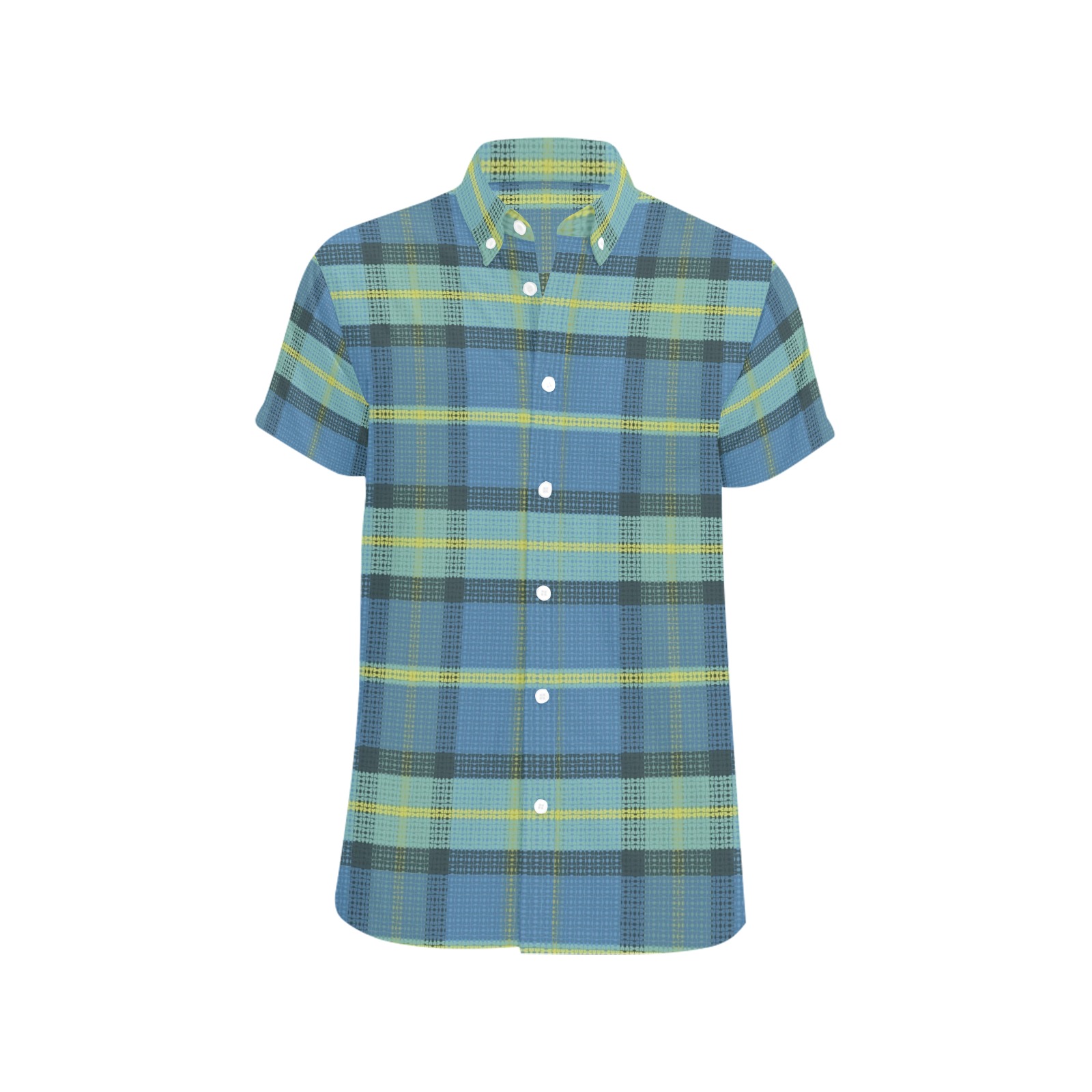 Tartan Plaid Men's Shirt Men's Short Sleeve Shirt with Chest Pocket (Model T53)