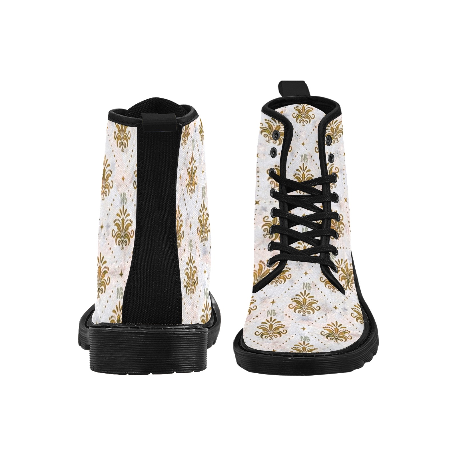 Gold Royal Pattern by Nico Bielow Martin Boots for Women (Black) (Model 1203H)